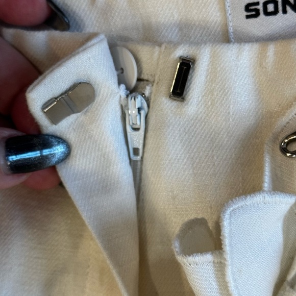 Sonia Rykiel high waist 💯 linen lined tailored pencil midi skirt w flower FR40 - Picture 10 of 17